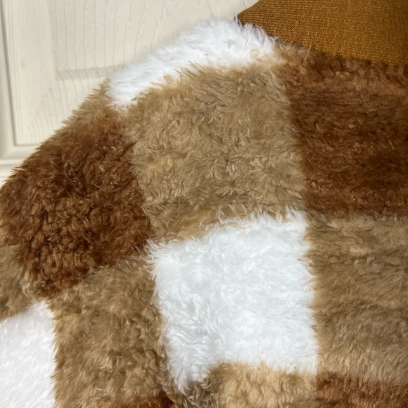 NEW Cozy Checkered Fuzzy Cardigan | Brown & Cream | Free People–Inspired Layer - Picture 4 of 7